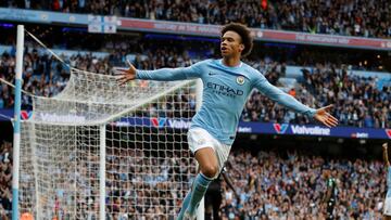 Leroy Sane celebra su gol contra el Crystal Palace.