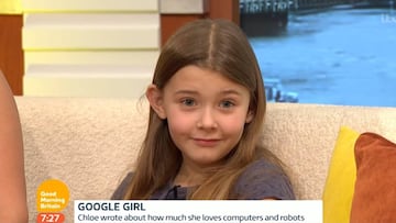 Chloe Bridgewater, la niña de 7 años que escribió una carta a Google para ofrecerse a trabajar allí y que recibió la respuesta de Sundar Pichai, en el programa de televisión Good Morning Britain.