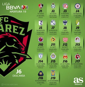 FC Juárez: Calendario y partidos del Apertura 2019