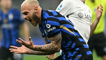 Dimarco, en el Inter-Nápoles de esta temporada.