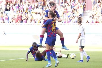 La jugadora del Barcelona, Mariona Caldentey, celebra el 4-0 al Tacon. 
 



