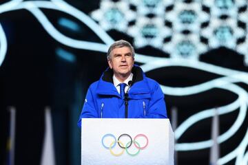 BEIJING, CHINA - FEBRUARY 04: Thomas Bach, IOC President makes a speech during the Opening Ceremony of the Beijing 2022 Winter Olympics at the Beijing National Stadium on February 04, 2022 in Beijing, China. (Photo by David Ramos/Getty Images)