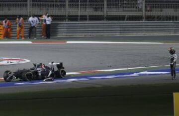 Esteban Gutiérrez tras el accidente con Maldonado. 