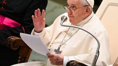 Pope Francis gestures as he speaks during the weekly general audience on April 13, 2022 at Paul-VI hall in The Vatican. (Photo by Andreas SOLARO / AFP) (Photo by ANDREAS SOLARO/AFP via Getty Images)