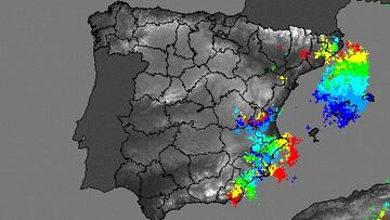 Mapa de tormentas publicado en la cuenta de X de la AEMET