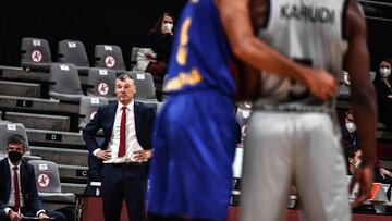 Sarunas Jasikevicius, durante el partido correspondiente a la jornada 11 de la Euroliga que ha enfrentado al ASVEL Villeurbanne y al Barcelona