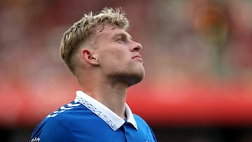 Jarrad Branthwaite, jugador del Everton, durante un partido.