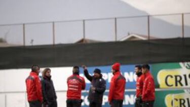 Jorge Sampaoli en el entrenamiento de este martes en Juan Pinto Durán.