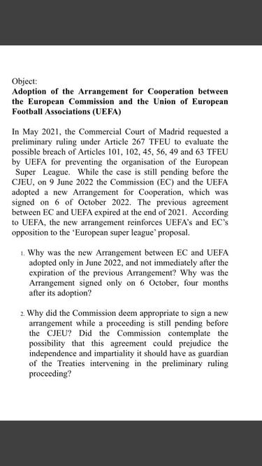 Cisma en la UE por pactar  con UEFA contra la Superliga