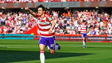 28/03/26 PARTIDO SEGUNDA DIVISION
GRANADA CF - SD HUESCA
Pablo Saenz (Granada CF) celebra el GOL 1-0 ALEGRIA