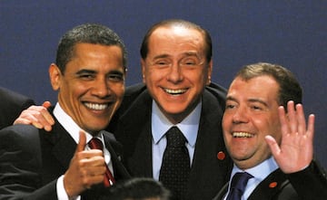 Barack Obama, Silvio Berlusconi y Dmitry Medvedev durante una reunión del G20.