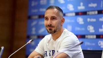 David Ferreiro, en la sala de prensa de La Rosaleda.