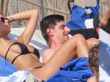 Soccerplayer Thibaut Courtois and female friend on holidays in Ibiza on Thursday 20 June 2019.