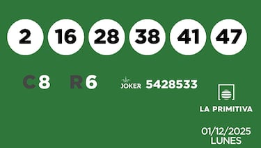 La Primitiva: comprobar los resultados del sorteo de hoy, lunes 1 de diciembre
