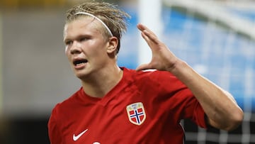 Soccer Football - UEFA Nations League - League B - Group 1 - Northern Ireland v Norway - Windsor Park, Belfast, Northern Ireland - September 7, 2020 Norway&#039;s Erling Braut Haaland celebrates scoring their fifth goal REUTERS/Lorraine O&#039; Sullivan