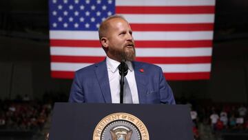 Trump 2020 campaign manager Brad Parscale addresses the crowd before U.S. President Donald Trump rally