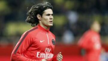 Cavani, en el Mónaco-PSG.