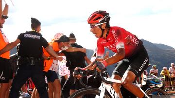CANTAL, FRANCE - SEPTEMBER 11: Nairo Quintana Rojas of Colombia and Team Arkea - Samsic / Public / Fans / Pas de Peyrol-Le Puy Mary Cantal (1589m) / during the 107th Tour de France 2020, Stage 13 a 191,5km stage from Châtel-Guyon to Pas de Peyrol-Le Puy Mary Cantal 1589m / #TDF2020 / @LeTour / on September 11, 2020 in Cantal, France. (Photo by Michael Steele/Getty Images)