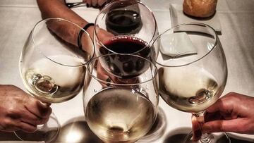 Imagen de varios amigos tomando una copa de vino.