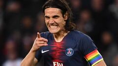 Cavani, objetivo del Atl&eacute;tico, celebra un gol con el PSG.