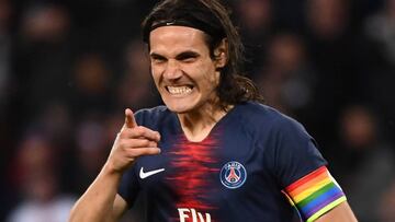 Cavani, objetivo del Atl&eacute;tico, celebra un gol con el PSG.