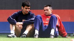 Mourinho y Guardiola, en un entrenamiento con el Barcelona.