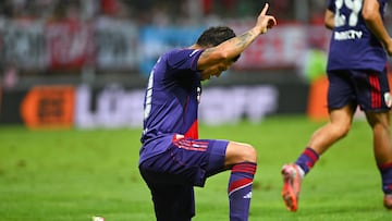 VILLA MERCEDES, ARGENTINA - FEBRUARY 17: Juan Fernando Quintero of River Plate celebrates after scoring the team's first goal during a Copa Argentina 2026 match between River Plate and Club Ciudad de Bolivar match at La Pedrera Stadium on February 17, 2026 in Villa Mercedes, Argentina. (Photo by Hernan Cortez/Getty Images)