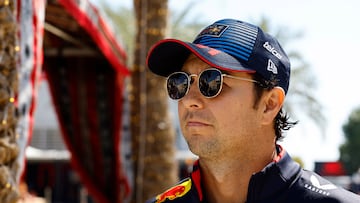 Formula One F1 - Bahrain Grand Prix - Bahrain International Circuit, Sakhir, Bahrain - March 1, 2024 Red Bull's Sergio Perez arrives before practice REUTERS/Rula Rouhana