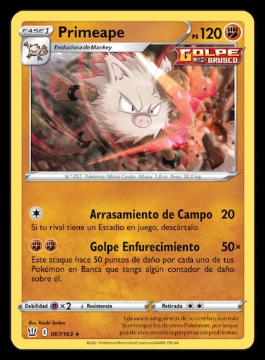 Pokémon JCC: anunciado Primeape Golpe Brusco; imagen oficial y detalles