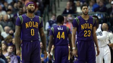 DALLAS, TX - FEBRUARY 25: DeMarcus Cousins #0 and Anthony Davis #23 of the New Orleans Pelicans at American Airlines Center on February 25, 2017 in Dallas, Texas. NOTE TO USER: User expressly acknowledges and agrees that, by downloading and/or using this photograph, user is consenting to the terms and conditions of the Getty Images License Agreement. Ronald Martinez/Getty Images/AFP
== FOR NEWSPAPERS, INTERNET, TELCOS & TELEVISION USE ONLY ==
