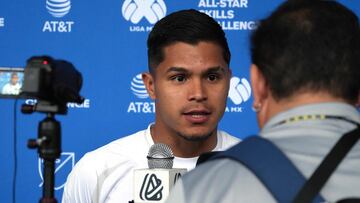 COLUMBUS, OHIO - JULY 22: Cucho Hernandez of the MLS All-Stars talks with members of the media before training at the OhioHealth Performance Center on July 22, 2024 in Columbus, Ohio. Jason Mowry/Getty Images/AFP (Photo by Jason Mowry / GETTY IMAGES NORTH AMERICA / Getty Images via AFP)