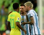 Moment of tension between Messi and Rodrygo in fiery Argentina v Brazil encounter