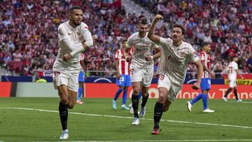 En-Nesyri, tras hacer el gol que clasificaba al Sevilla para Champions.