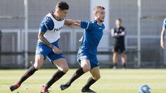 Oier, durante un entrenamiento de Osasuna.