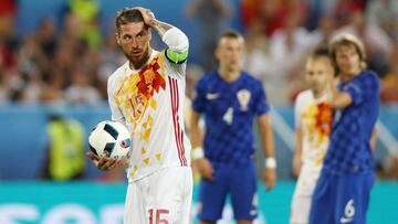 Ramos lamenta su error en el penalti.