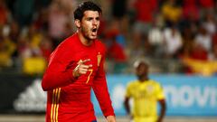 Morata celebr&oacute; su gol a Colombia.