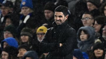 Soccer Football - Premier League - Brighton & Hove Albion v Arsenal - The American Express Community Stadium, Brighton, Britain - January 4, 2025 Arsenal manager Mikel Arteta REUTERS/Dylan Martinez EDITORIAL USE ONLY. NO USE WITH UNAUTHORIZED AUDIO, VIDEO, DATA, FIXTURE LISTS, CLUB/LEAGUE LOGOS OR 'LIVE' SERVICES. ONLINE IN-MATCH USE LIMITED TO 120 IMAGES, NO VIDEO EMULATION. NO USE IN BETTING, GAMES OR SINGLE CLUB/LEAGUE/PLAYER PUBLICATIONS. PLEASE CONTACT YOUR ACCOUNT REPRESENTATIVE FOR FURTHER DETAILS..