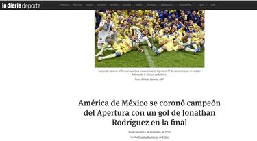Título del América en la Liga MX genera repercusión en Sudamérica