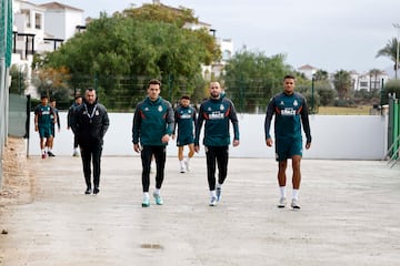 Diego Martínez, Brian Oliván, Aleix Vidal y Vinicius Souza, este martes en Pinatar Arena.