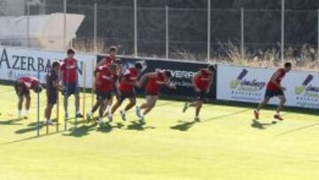 El Atl&eacute;tico entren&aacute;ndose en Majadahonda.   