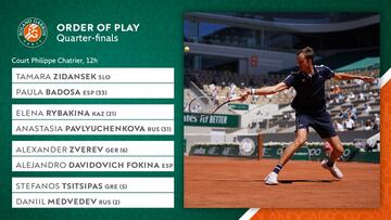 Orden de juego de Roland Garros, martes 8 de junio.