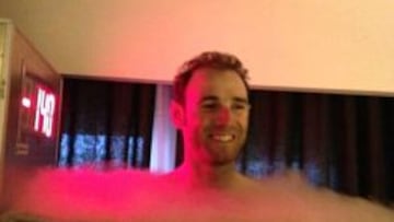 Alejandro Valverde, en la microsauna, a 140 grados bajo cero.