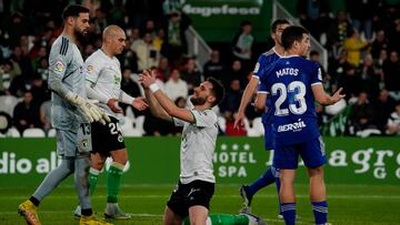 Fausto Tienza, del Racing, en el partido frente al Burgos.