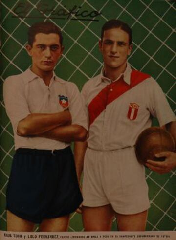 El futbolista nacional apareció en esta portada junto al peruano Lolo Fernández en 1937.