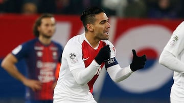 El delantero colombiano Falcao García durante el partido entre el Mónaco y Caen por Ligue 1 de Francia