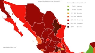 Mapa, muertes y casos de coronavirus en México por estados hoy 25 de octubre