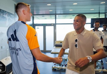 Mbappé, a su llegada a Valdebebas. Imagen del Real Madrid.