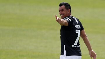 Futbol, Palestino vs Colo Colo.
 D&eacute;cimotava fecha, campeonato nacional 2020.
 El jugador de Colo Colo Esteban Paredes es fotografiado durante el partido de primera division contra Palestino disputado en el Estadio Municipal de La Cisterna de Santiago, Chile.
 14/11/2020
 Andres Pina/Photosport
 
 Football, Palestino vs Colo Colo.
 18th date, 2020 National Championship.
 Colo Colo&#039;s player Esteban Paredes is pictured during the first division football match against Palestino held at the Municipal de La Cisterna stadium in Santiago, Chile.
 14/11/2020
 Andres Pina/Photosport