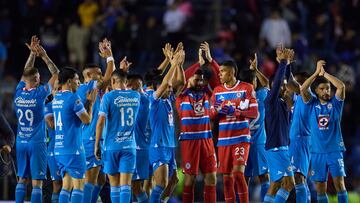 Players of Cruz Azul during the 9th round match between Cruz Azul and Guadalajara as part of the Liga BBVA MX, Torneo Apertura 2024 at Ciudad de los Deportes Stadium on September 21, 2024 in Mexico City, Mexico.