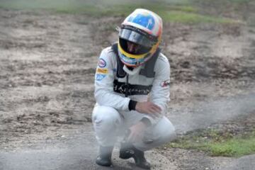 Fernando Alonso después del accidente.